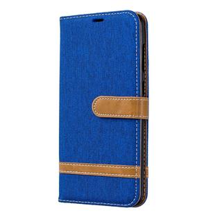 Color Matching Denim Texture Leather Case for Galaxy  A70, with Holder & Card Slots & Wallet & Lanyard(Royal blue)
