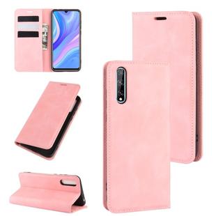 For Huawei Y8p/Enjoy 10s  Retro-skin Business Magnetic Suction Leather Case with Holder & Card Slots & Wallet(Pink)