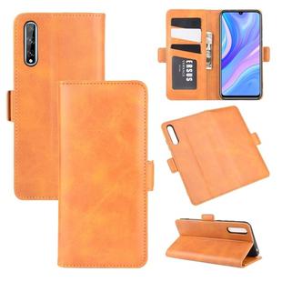 For Huawei Y8p/Enjoy 10s Dual-side Magnetic Buckle Horizontal Flip Leather Case with Holder & Card Slots & Wallet(Yellow)