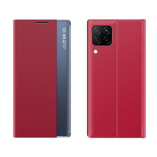 For Huawei P40 Lite/Nova6 SE/Nova7i Side Display With Magnetic / Bracket Function / Sleep Function Plain Texture Cloth + PC Flip Case(Red)