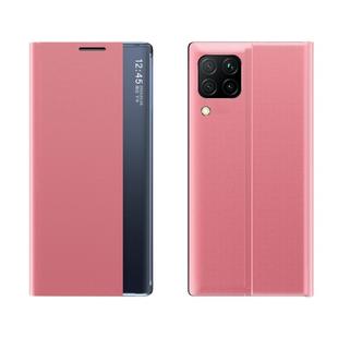 For Huawei P40 Lite/Nova6 SE/Nova7i Side Display With Magnetic / Bracket Function / Sleep Function Plain Texture Cloth + PC Flip Case(Pink)