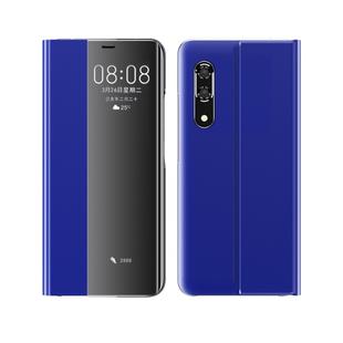 For Huawei P30 Side Window Display Comes With Hibernation/Bracket Function Plain Cloth Without Flip To Answer The Phone Case(Sky Blue)