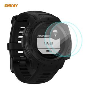 For Garmin Instinct Tactical 2 PCS ENKAY Hat-Prince 0.2mm 9H 2.15D Curved Edge Tempered Glass Screen Protector  Watch Film
