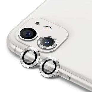 For iPhone 11 ENKAY Hat-Prince 2pcs  Aluminium Alloy + Tempered Glass Camera Lens Cover Full Coverage Protector(Silver)