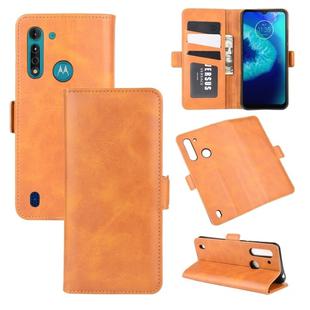 For Motorola Moto G8 Power Lite Dual-side Magnetic Buckle Horizontal Flip Leather Case with Holder & Card Slots & Wallet(Yellow)