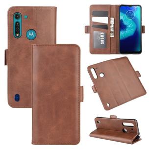 For Motorola Moto G8 Power Lite Dual-side Magnetic Buckle Horizontal Flip Leather Case with Holder & Card Slots & Wallet(Brown)