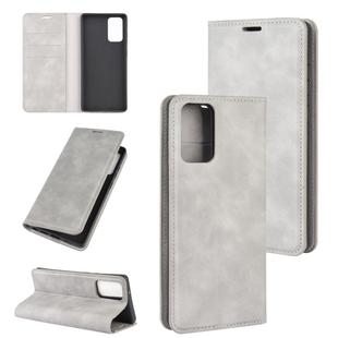 For Samsung Galaxy Note20 Retro-skin Business Magnetic Suction Leather Case with Holder & Card Slots & Wallet(Grey)