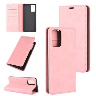 For Samsung Galaxy Note20 Retro-skin Business Magnetic Suction Leather Case with Holder & Card Slots & Wallet(Pink)