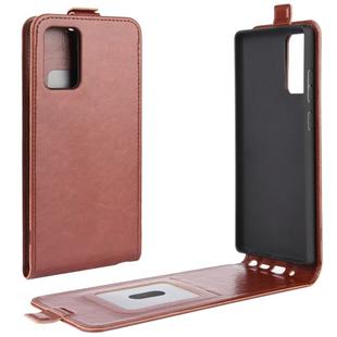 For Samsung Galaxy Note20 R64 Texture Single Vertical Flip Leather Protective Case with Card Slots & Photo Frame(Brown)