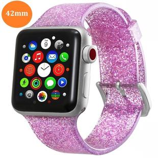 For Apple Watch Series 7 45mm / 6 & SE & 5 & 4 44mm / 3 & 2 & 1 42mm Glitter Silicone Strap(Pink)