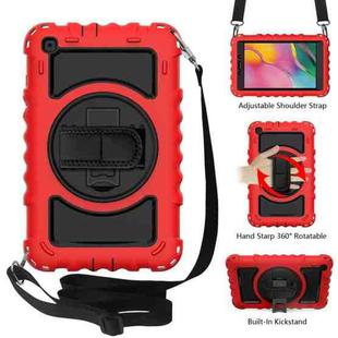 For Samsung Galaxy Tab A 8.0  2019 T290 / T295 360 Degree Rotation PC + Silicone Shockproof Combination Case with Holder & Hand Grip Strap & Neck Strap(Red)