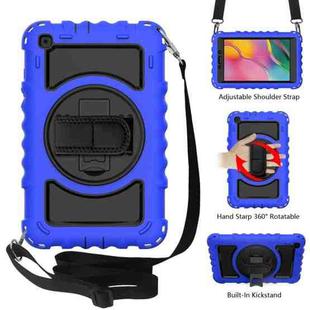 For Samsung Galaxy Tab A 8.0  2019 T290 / T295 360 Degree Rotation PC + Silicone Shockproof Combination Case with Holder & Hand Grip Strap & Neck Strap(Blue)