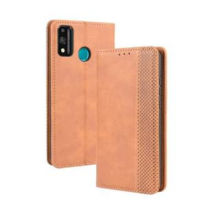 For Huawei Honor 9X Lite Magnetic Buckle Retro Crazy Horse Texture Horizontal Flip Leather Case  , with Holder & Card Slots & Photo Frame(Brown)