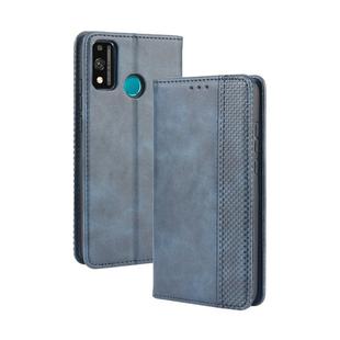For Huawei Honor 9X Lite Magnetic Buckle Retro Crazy Horse Texture Horizontal Flip Leather Case  , with Holder & Card Slots & Photo Frame(Blue)