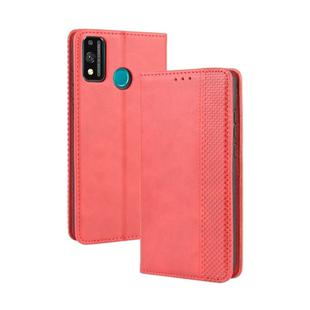 For Huawei Honor 9X Lite Magnetic Buckle Retro Crazy Horse Texture Horizontal Flip Leather Case  , with Holder & Card Slots & Photo Frame(Red)