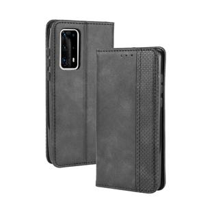 For Huawei P40 Pro+/P40 Pro Plus Magnetic Buckle Retro Crazy Horse Texture Horizontal Flip Leather Case  , with Holder & Card Slots & Photo Frame(Black)