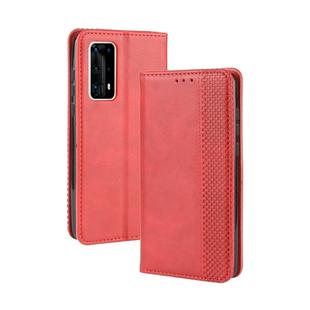 For Huawei P40 Pro+/P40 Pro Plus Magnetic Buckle Retro Crazy Horse Texture Horizontal Flip Leather Case  , with Holder & Card Slots & Photo Frame(Red)