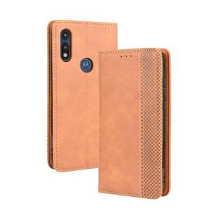 For Motorola Moto E (2020) Magnetic Buckle Retro Crazy Horse Texture Horizontal Flip Leather Case  , with Holder & Card Slots & Photo Frame(Brown)