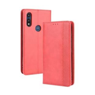 For Motorola Moto E (2020) Magnetic Buckle Retro Crazy Horse Texture Horizontal Flip Leather Case  , with Holder & Card Slots & Photo Frame(Red)