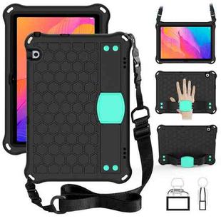 For Huawei MatePad T8 8.0 (2020) Honeycomb Design EVA + PC Four Corner Shockproof Protective Case with Strap(Black+Aqua)