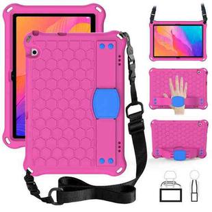 For Huawei MatePad T8 8.0 (2020) Honeycomb Design EVA + PC Four Corner Shockproof Protective Case with Strap(RoseRed+Blue)