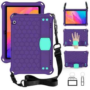 For Huawei MatePad T8 8.0 (2020) Honeycomb Design EVA + PC Four Corner Shockproof Protective Case with Strap(Purple+Aqua)