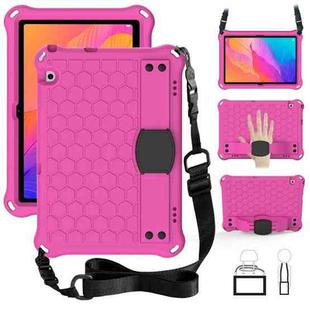 For Huawei MatePad T8 8.0 (2020) Honeycomb Design EVA + PC Four Corner Shockproof Protective Case with Strap(RoseRed+Black)