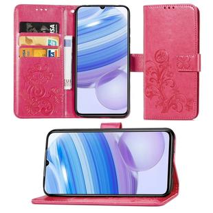 For Xiaomi Redmi 10X Pro 5G/10X 5G Four-leaf Clasp Embossed Buckle Mobile Phone Protection Leather Case with Lanyard & Card Slot & Wallet & Bracket Function(Magenta)