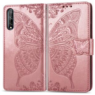 For Huawei Y8P/ Enjoy 10S Butterfly Love Flower Embossed Horizontal Flip Leather Case with Bracket / Card Slot / Wallet / Lanyard(Rose Gold)