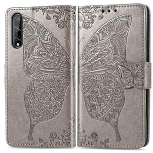 For Huawei Y8P/ Enjoy 10S Butterfly Love Flower Embossed Horizontal Flip Leather Case with Bracket / Card Slot / Wallet / Lanyard(Gray)