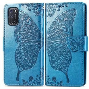 For OPPO A52/A72/A92 Butterfly Love Flower Embossed Horizontal Flip Leather Case with Bracket / Card Slot / Wallet / Lanyard(Blue)