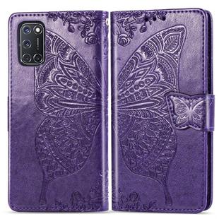 For OPPO A52/A72/A92 Butterfly Love Flower Embossed Horizontal Flip Leather Case with Bracket / Card Slot / Wallet / Lanyard(Dark Purple)