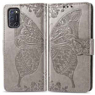 For OPPO A52/A72/A92 Butterfly Love Flower Embossed Horizontal Flip Leather Case with Bracket / Card Slot / Wallet / Lanyard(Gray)