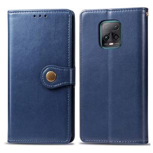 For Xiaomi Redmi 10X Pro 5G/10X 5G Retro Solid Color Leather Buckle Phone Case with Lanyard & Photo Frame & Card Slot & Wallet & Stand Function(Blue)