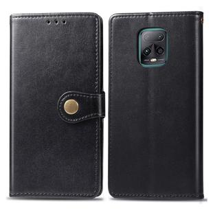 For Xiaomi Redmi 10X Pro 5G/10X 5G Retro Solid Color Leather Buckle Phone Case with Lanyard & Photo Frame & Card Slot & Wallet & Stand Function(Black)