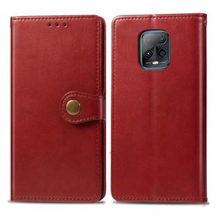 For Xiaomi Redmi 10X Pro 5G/10X 5G Retro Solid Color Leather Buckle Phone Case with Lanyard & Photo Frame & Card Slot & Wallet & Stand Function(Red)