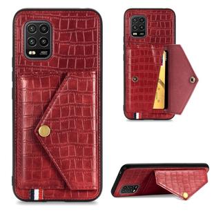 For Xiaomi 10 Lite  Crocodile Pattern Envelope Card Package Phone Case With Magnet And Bracket Function(Red)