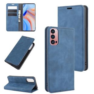 For OPPO Reno 4 Pro 5G Retro-skin Business Magnetic Suction Leather Case with Holder & Card Slots & Wallet(Dark Blue)