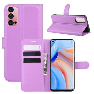 For OPPO Reno 4 Pro 5G Litchi Texture Horizontal Flip Protective Case with Holder & Card Slots & Wallet(Purple)