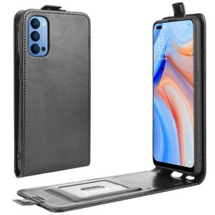 For OPPO Reno 4 5G R64 Texture Single Vertical Flip Leather Protective Case with Card Slots & Photo Frame(Black)