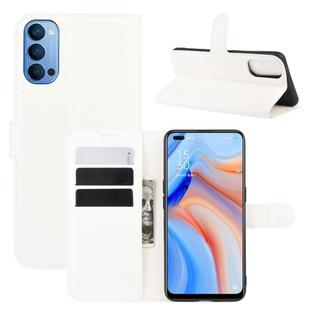 For OPPO Reno 4 5G Litchi Texture Horizontal Flip Protective Case with Holder & Card Slots & Wallet(White)