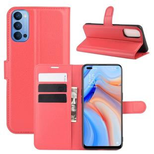 For OPPO Reno 4 5G Litchi Texture Horizontal Flip Protective Case with Holder & Card Slots & Wallet(Red)