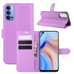For OPPO Reno 4 5G Litchi Texture Horizontal Flip Protective Case with Holder & Card Slots & Wallet(Purple)