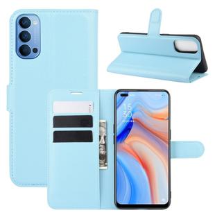 For OPPO Reno 4 5G Litchi Texture Horizontal Flip Protective Case with Holder & Card Slots & Wallet(Blue)