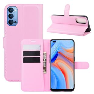 For OPPO Reno 4 5G Litchi Texture Horizontal Flip Protective Case with Holder & Card Slots & Wallet(Pink)