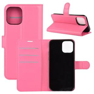 For iPhone 12 / 12 Pro Litchi Texture Horizontal Flip Protective Case with Holder & Card Slots & Wallet(Rose red)