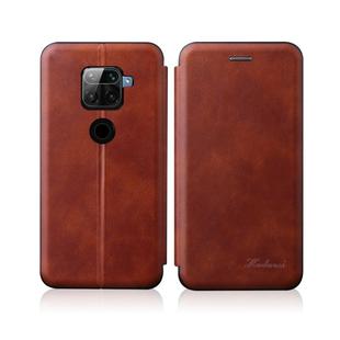 For Xiaomi Redmi Note 9 /10X 4G Integrated Electricity Pressing Retro Texture Magnetic TPU+PU Leather Case with Card Slot & Holder(Brown)