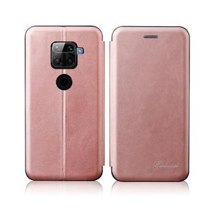 For Xiaomi Redmi Note 9 /10X 4G Integrated Electricity Pressing Retro Texture Magnetic TPU+PU Leather Case with Card Slot & Holder(Rose Gold)