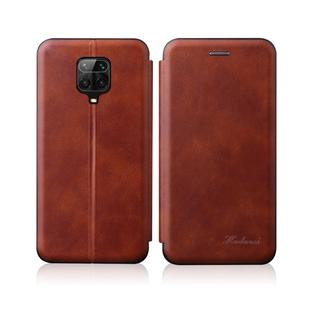For Xiaomi Redmi Note 9 Pro / Note 9S / Note 9 Pro Max Integrated Electricity Pressing Retro Texture Magnetic TPU+PU Leather Case with Card Slot & Holder(Brown)