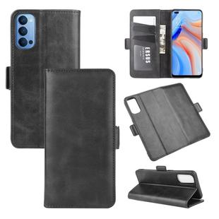 For Oppo Reno 4 5G Dual-side Magnetic Buckle Horizontal Flip Leather Case with Holder & Card Slots & Wallet(Black)